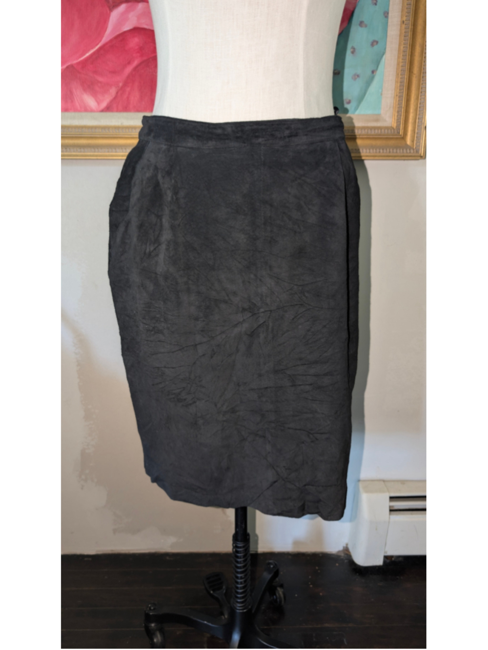 Vintage Toffa suede skirt Black Suede Pencil Skirt